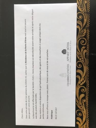 Résidence et Chambres d'Hôtes de La Porte d'Arras 4 étoiles à Douai